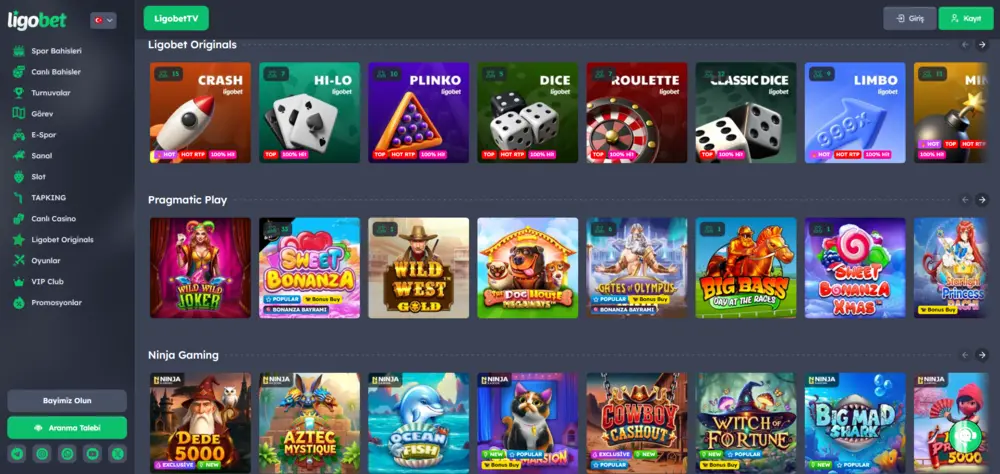 Ligobet casino oyunlari